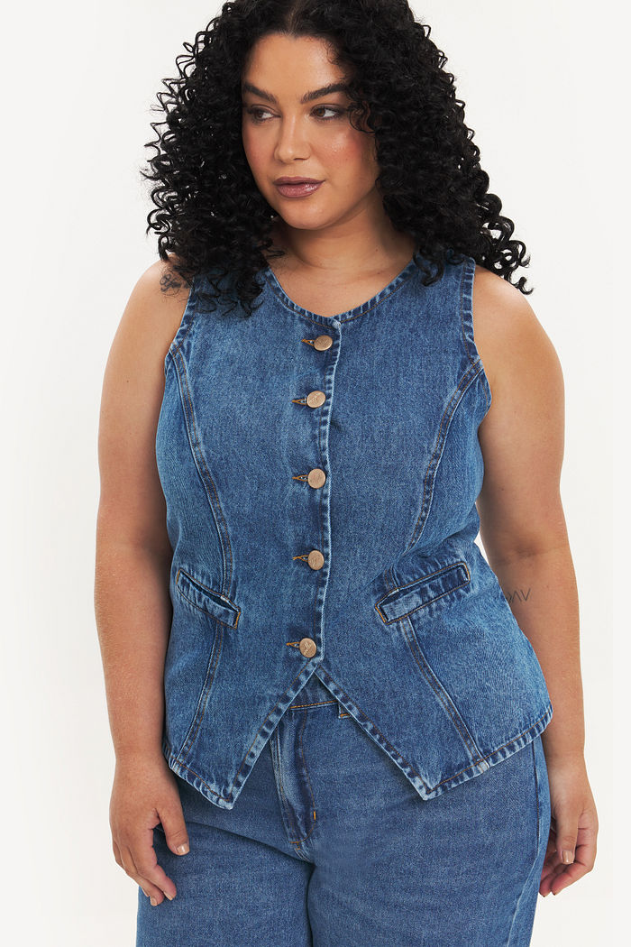 Colete Alongado Tessália Jeans