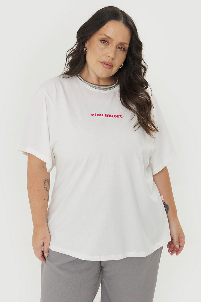 T-Shirt De Algodão Ciao Amore Off-White