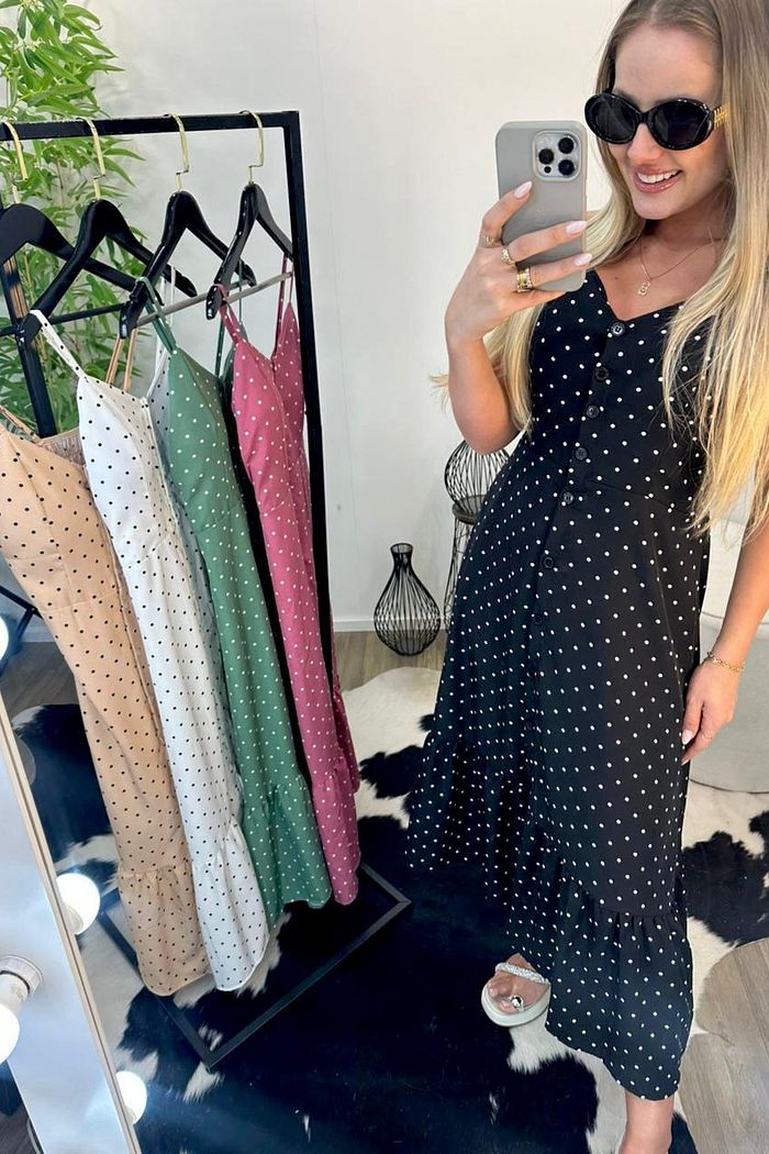 Vestido Poá com botões