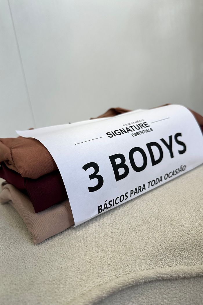 KIT 3 BODYS SUPLEX PREMIUM TERROSOS Nude / Marrom / Burgundy