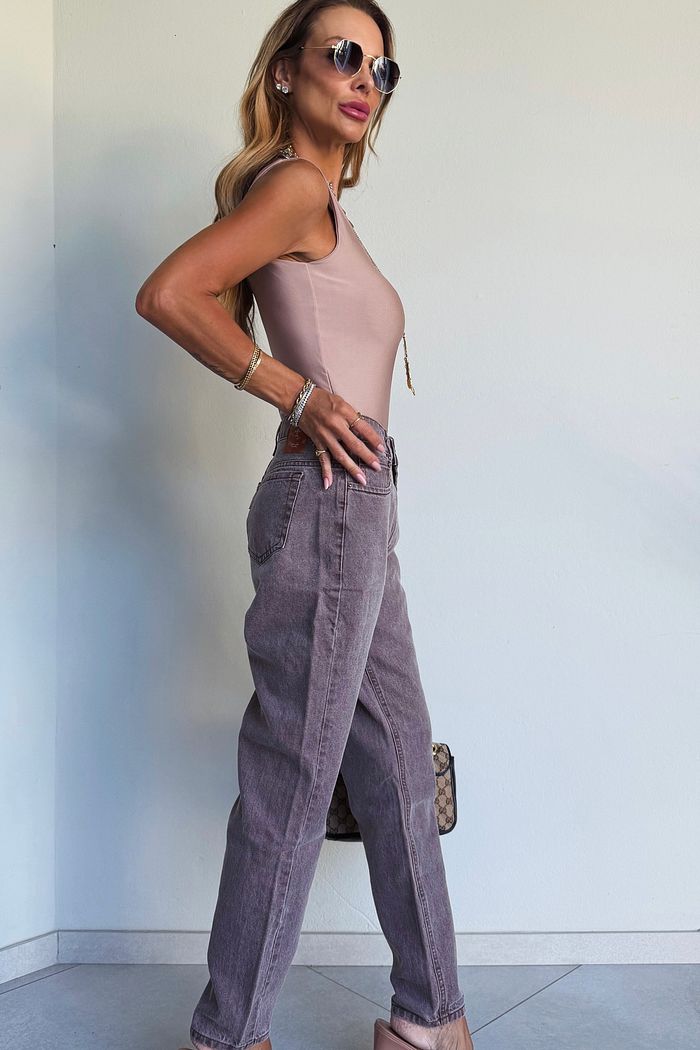 Body Regata Decote Quadrado em Suplex Premium cor Nude