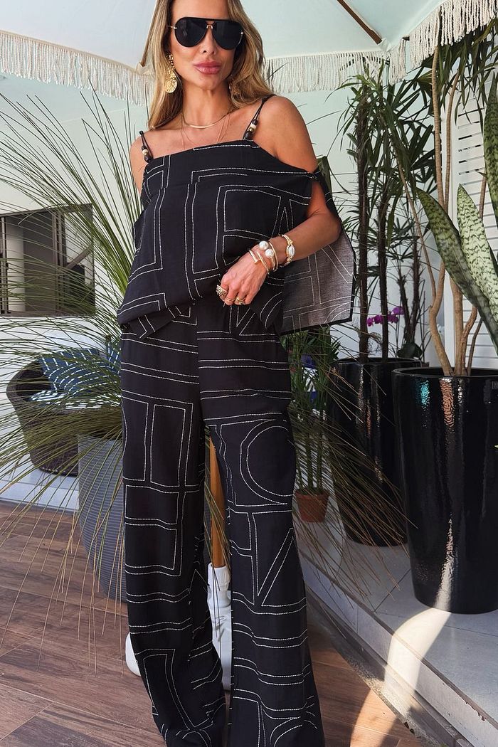 Conjunto Preto Listras