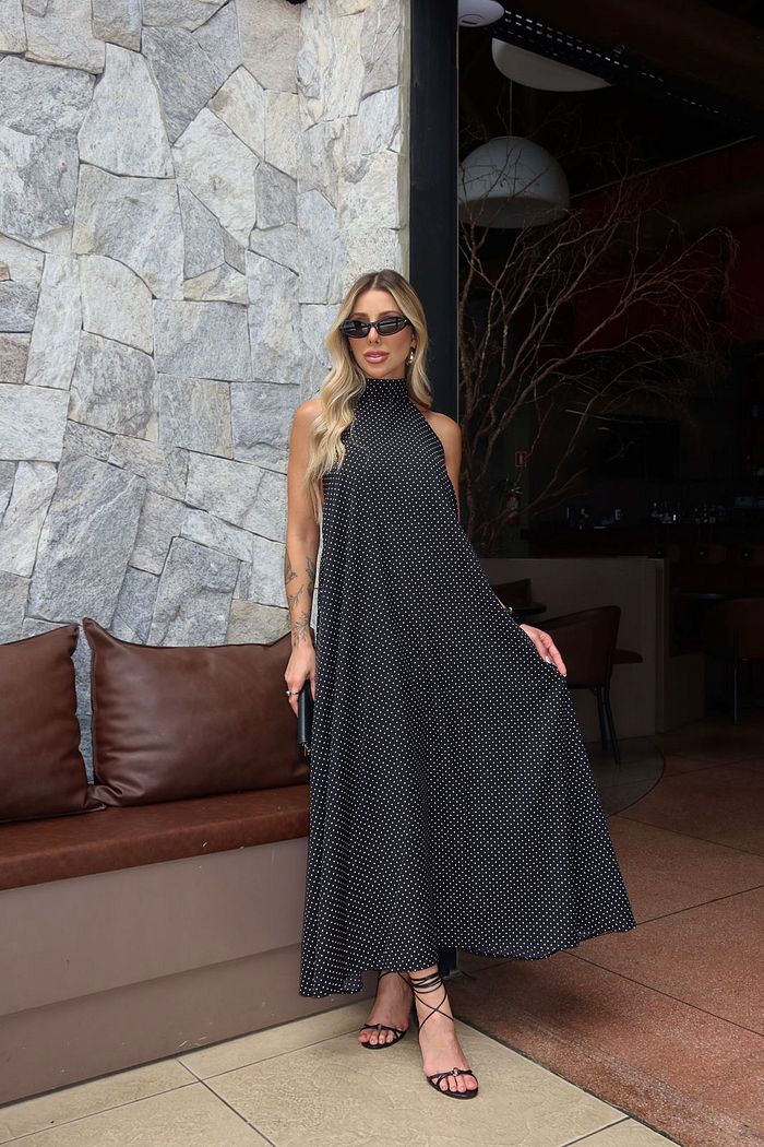 Vestido Poá frente única