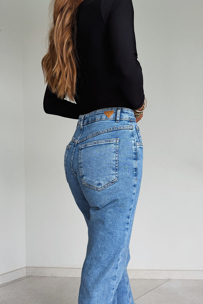 Calça Jeans Mom DA Essentials Denim com Elastano