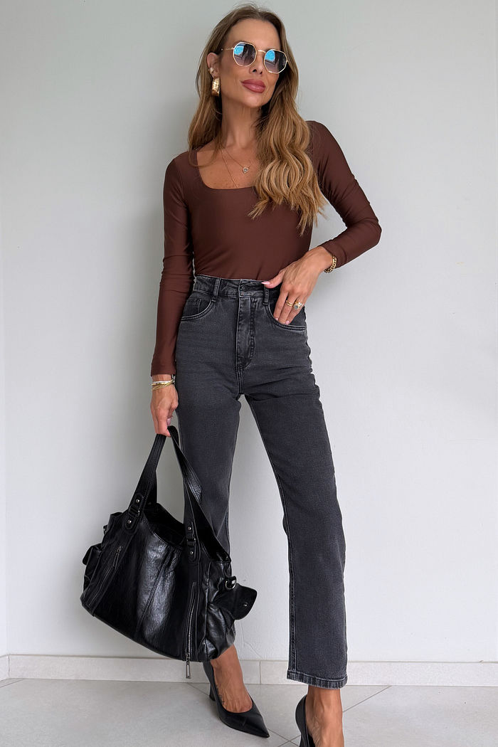 Calça Jeans Mom BLACK DA Essentials Denim com Elastano