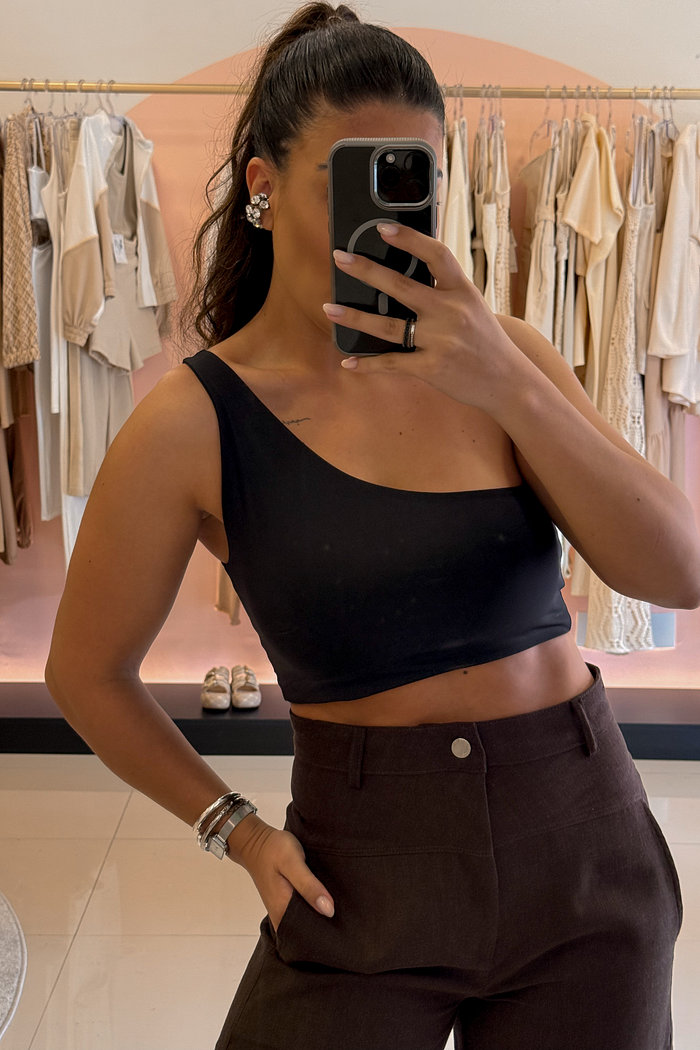 TOP EM POLIAMIDA OMBRO ÚNICO MARCELY