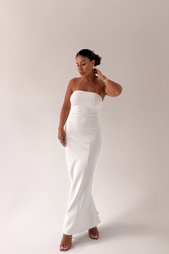 VESTIDO MIDI SEM ALÇA HARPER MYFT