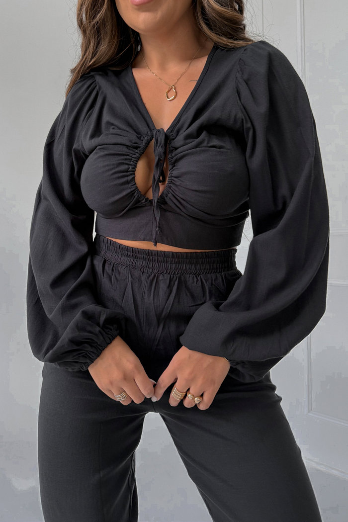 BLUSA CROPPED COM MANGAS BUFANTES CARMELA