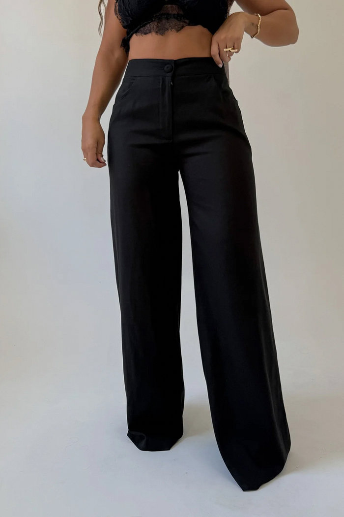 CALÇA PANTALONA EM LINHO ASTRID