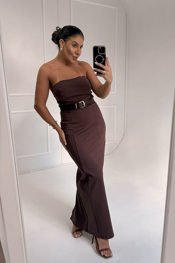 VESTIDO MIDI SEM ALÇA HARPER MYFT