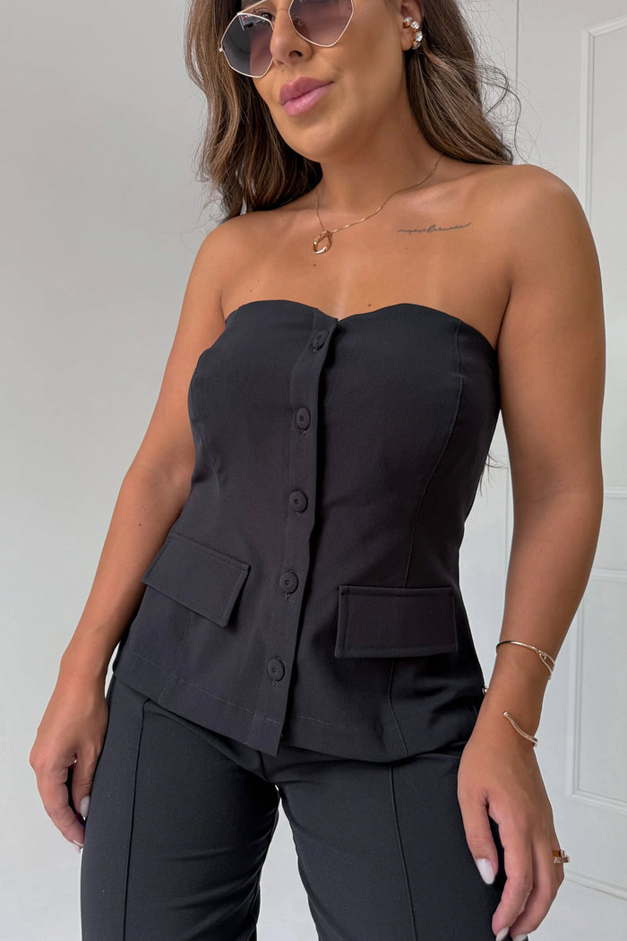 BLUSA TOMARA QUE CAIA COM  BOTÕES PÂMY