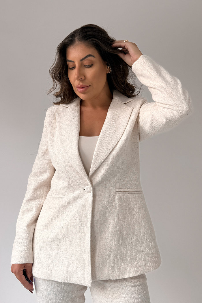 BLAZER ALFAIATARIA EM TRAMA NATURAL ALICE