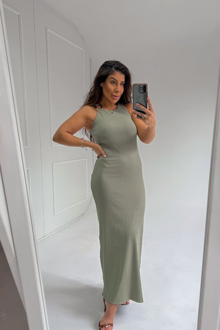 VESTIDO CANELADO SUPER MIDI MORGANA