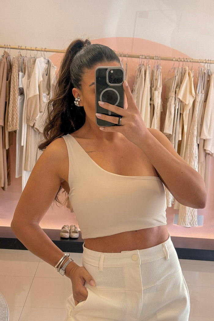 TOP EM POLIAMIDA OMBRO ÚNICO MARCELY