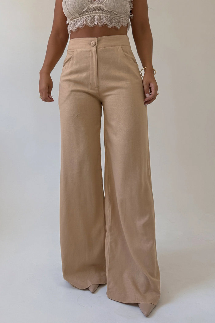 CALÇA PANTALONA EM LINHO ASTRID