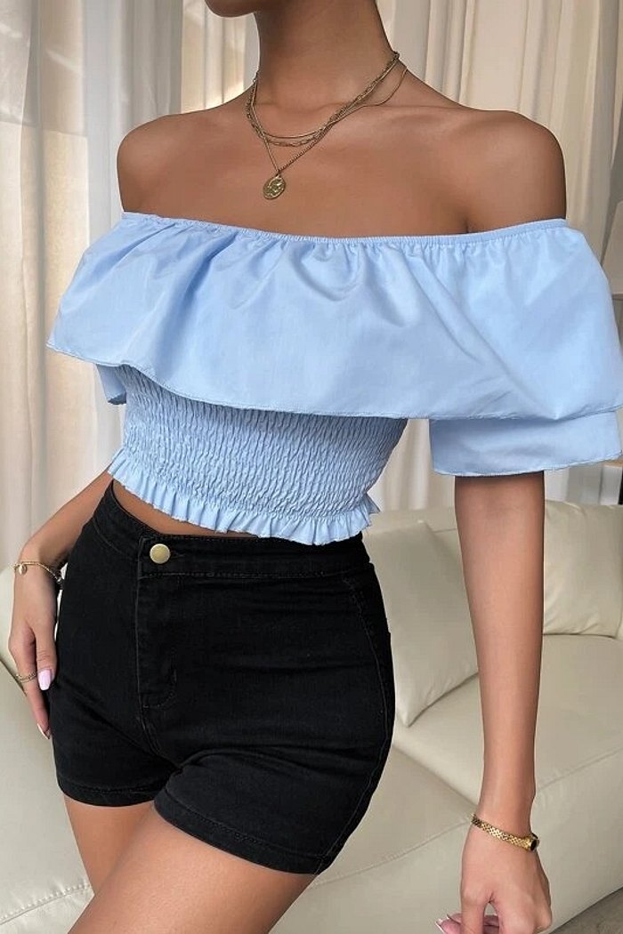 TOP PLISSADO FOLHADO