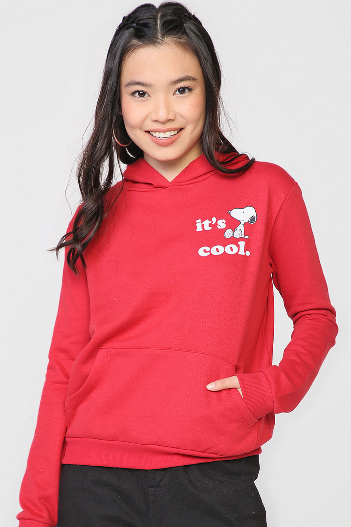 Moletom Fechado Snoopy by Fiveblu Bolso Vermelho