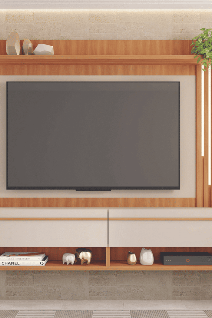 Painel para TV 50 Polegadas Freijó/Off White Arthus1.6 Caemmun