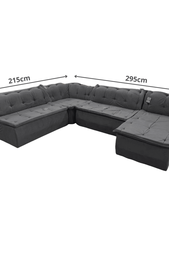 Sofá de Canto Malu com Chaise Fenix 4 Módulos Grafite