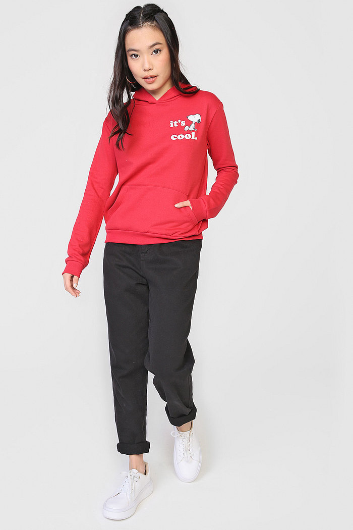 Moletom Fechado Snoopy by Fiveblu Bolso Vermelho