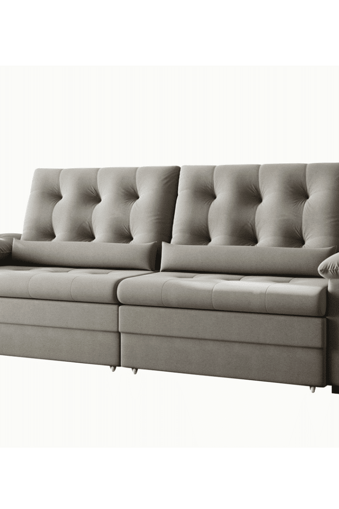 Sofá Retrátil e Reclinável 3 Lugares Columbus Bege 221 cm