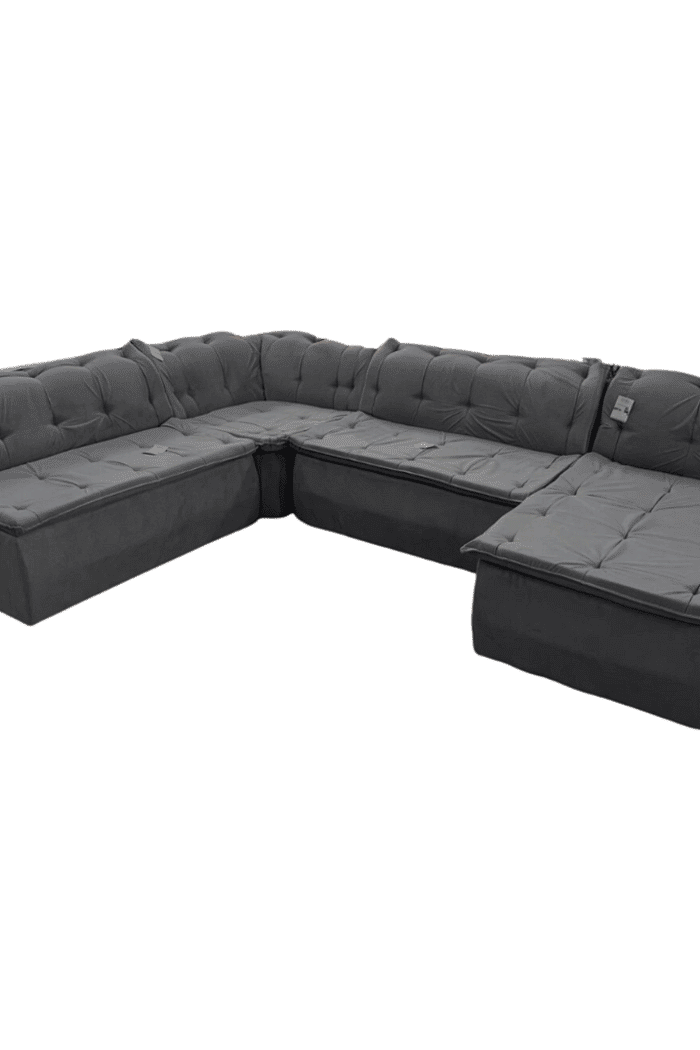 Sofá de Canto Malu com Chaise Fenix 4 Módulos Grafite