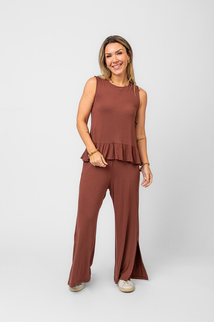 BLUSA AMÉLIA VISCOSE MARROM ROMEO