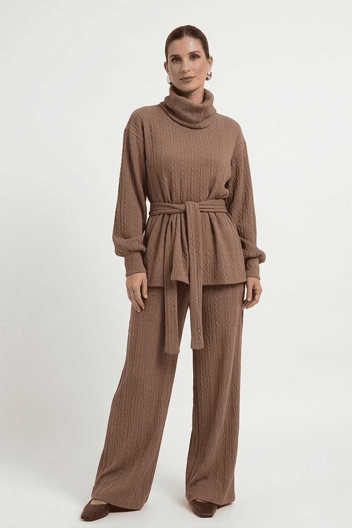 CONJUNTO  GOLA ALTA TRAMA NUDE