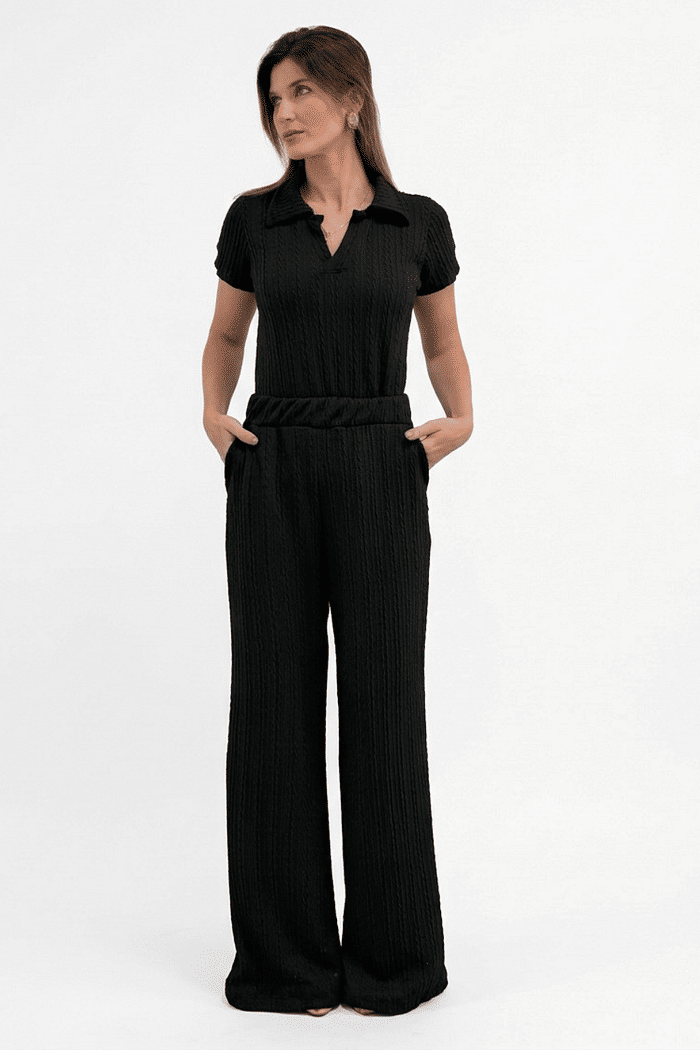 CONJUNTO POLO TRAMA PRETO