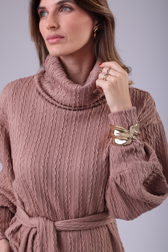 BLUSÃO GOLA ALTA TRAMA NUDE