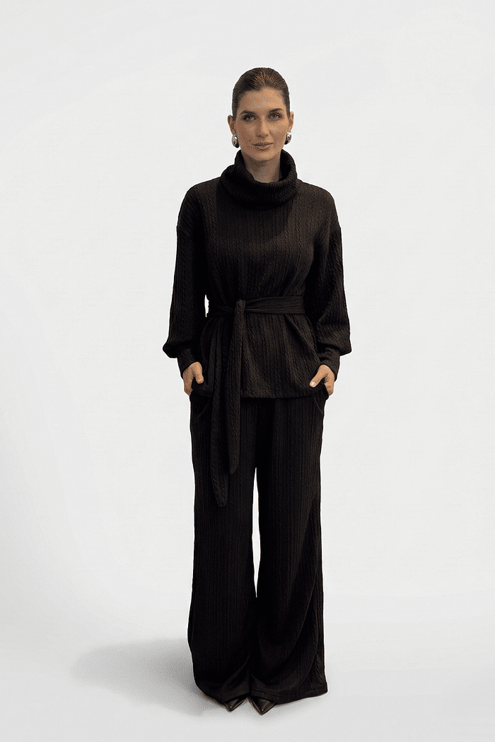 CONJUNTO  GOLA ALTA TRAMA PRETO