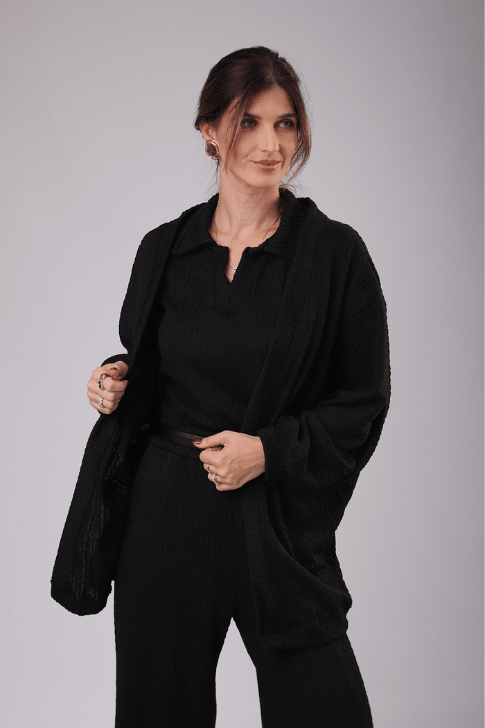 CARDIGAN TRAMA PRETO
