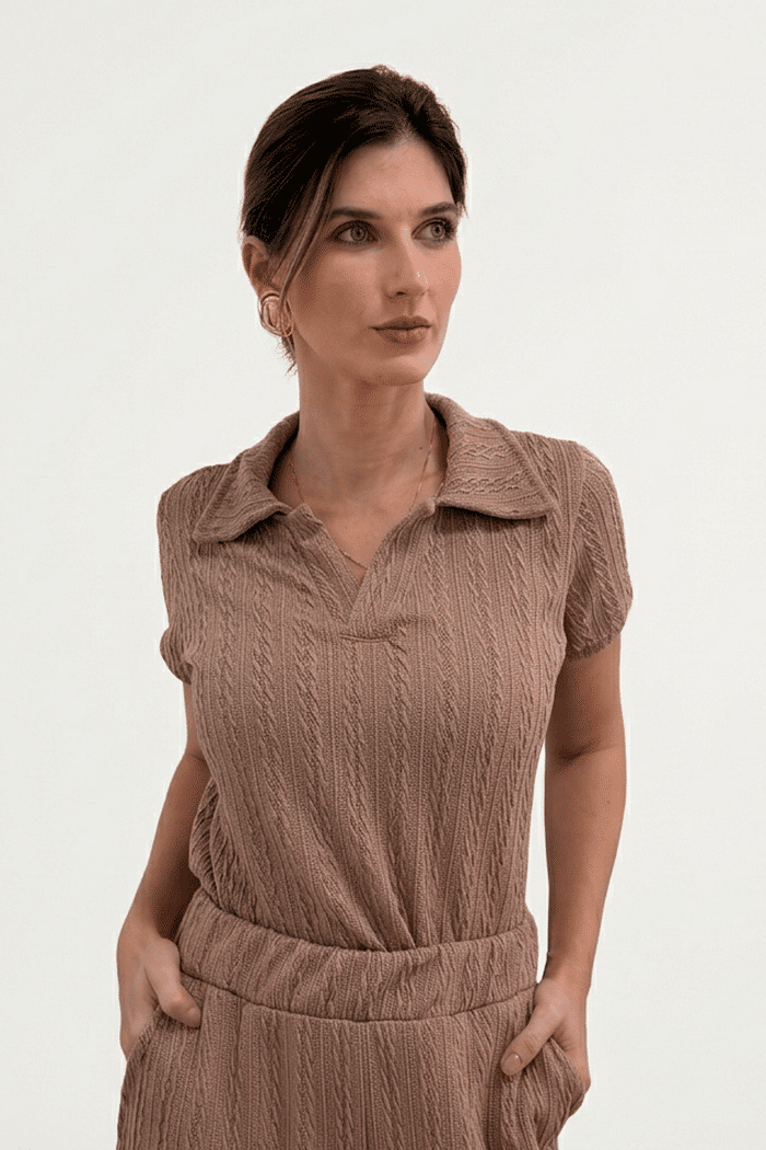 BLUSA POLO TRAMA NUDE