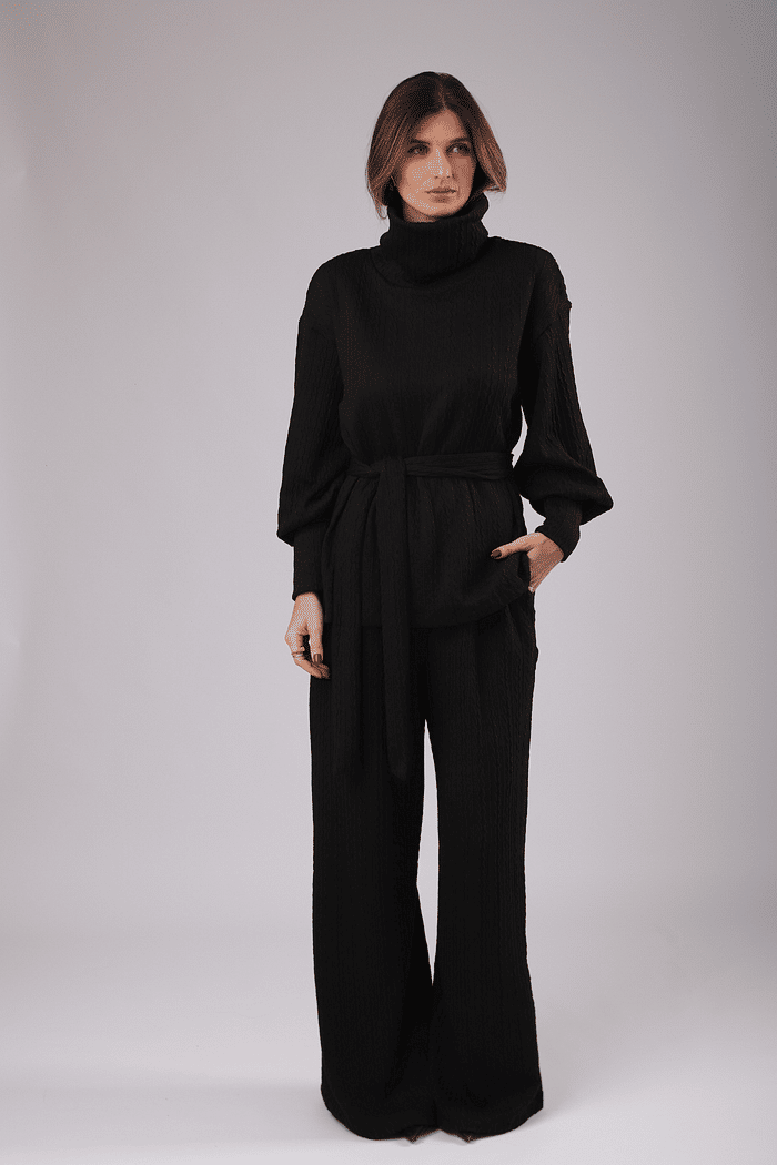 CONJUNTO  GOLA ALTA TRAMA PRETO