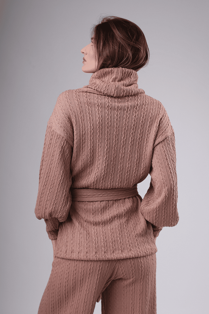 CONJUNTO  GOLA ALTA TRAMA NUDE