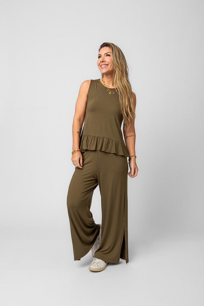 CALÇA EASY VISCOSE OLIVE