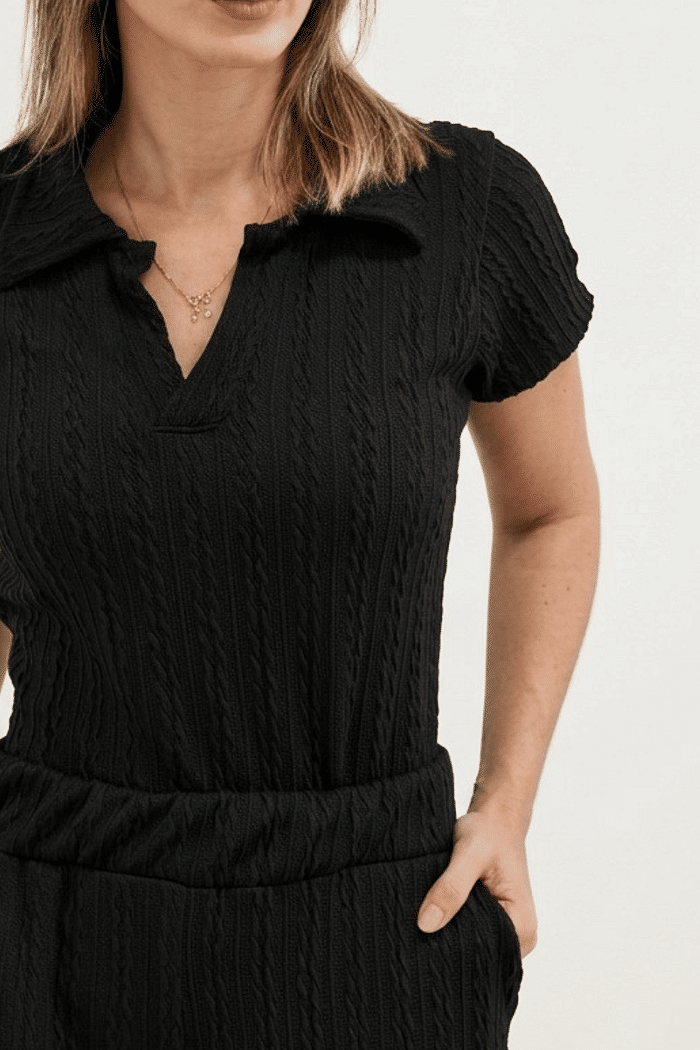 CONJUNTO POLO TRAMA PRETO