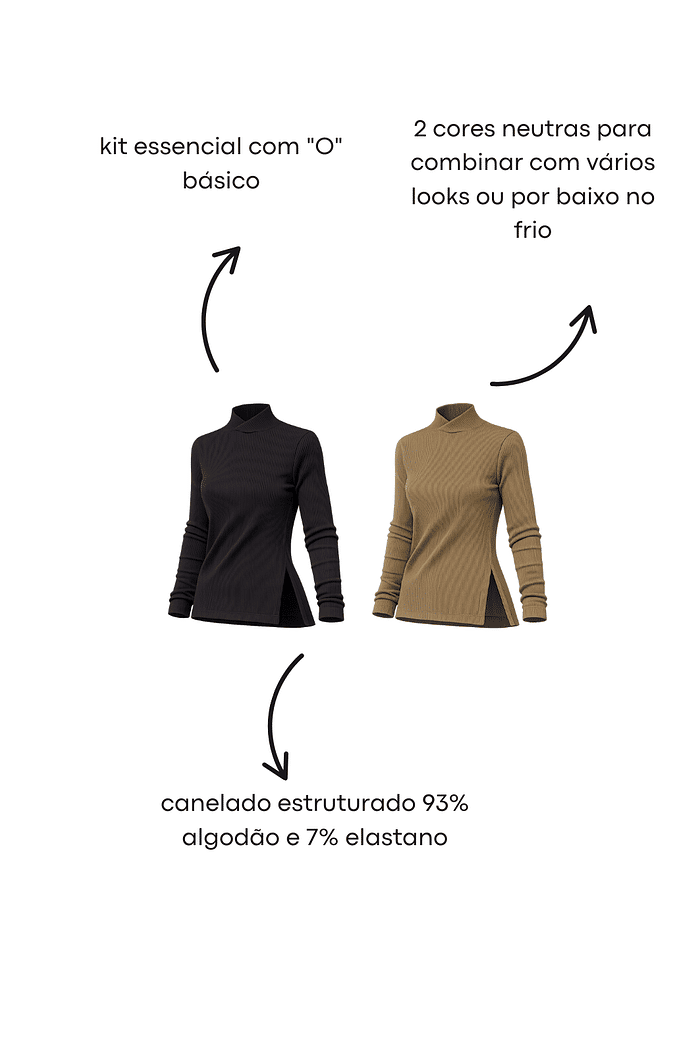 KIT 2 BLUSAS NIVELLE - CANELADO ESTRUTURADO