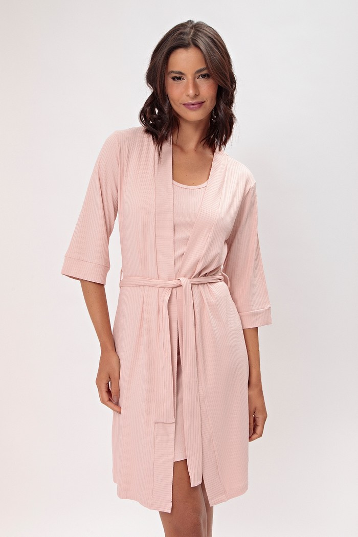 Robe canelado de viscose com elastano