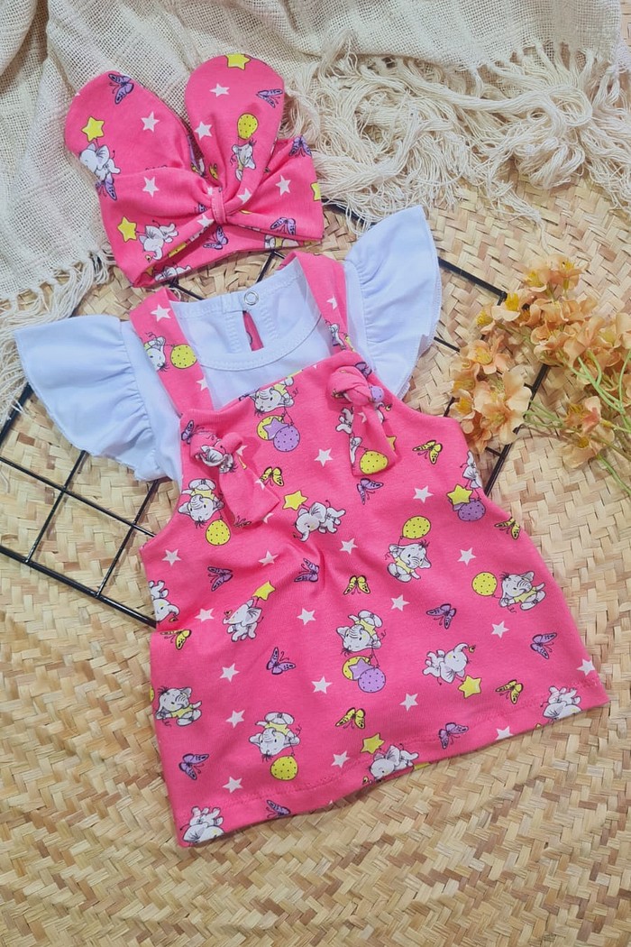 Body Frufru MC Branco + Salopete + Laço