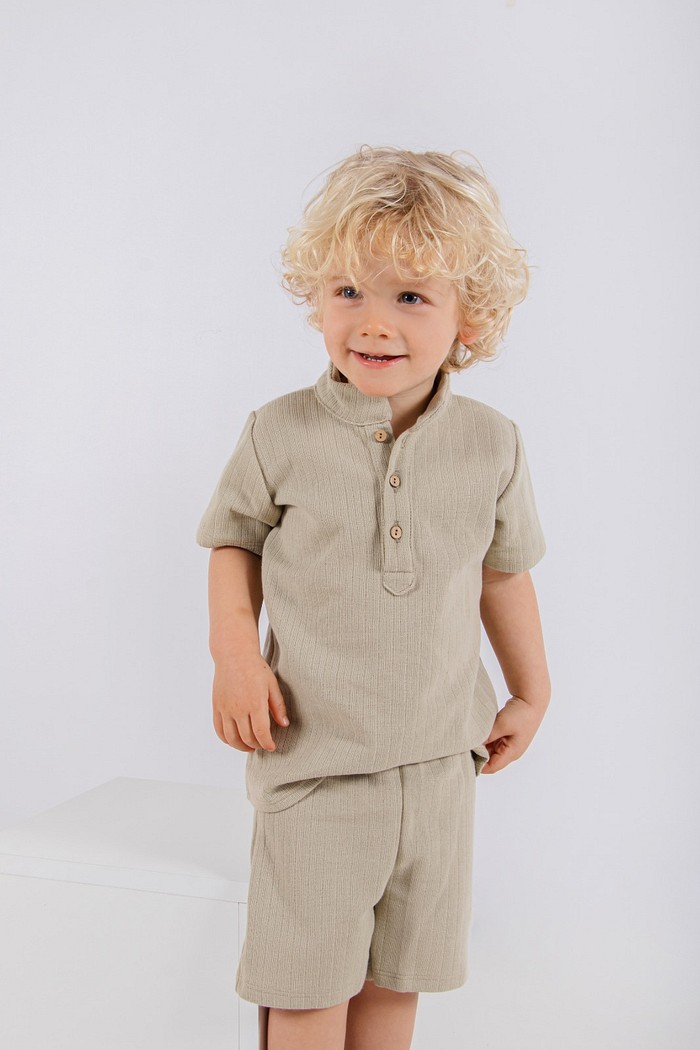 Camisa Gola Mandarim + Bermuda