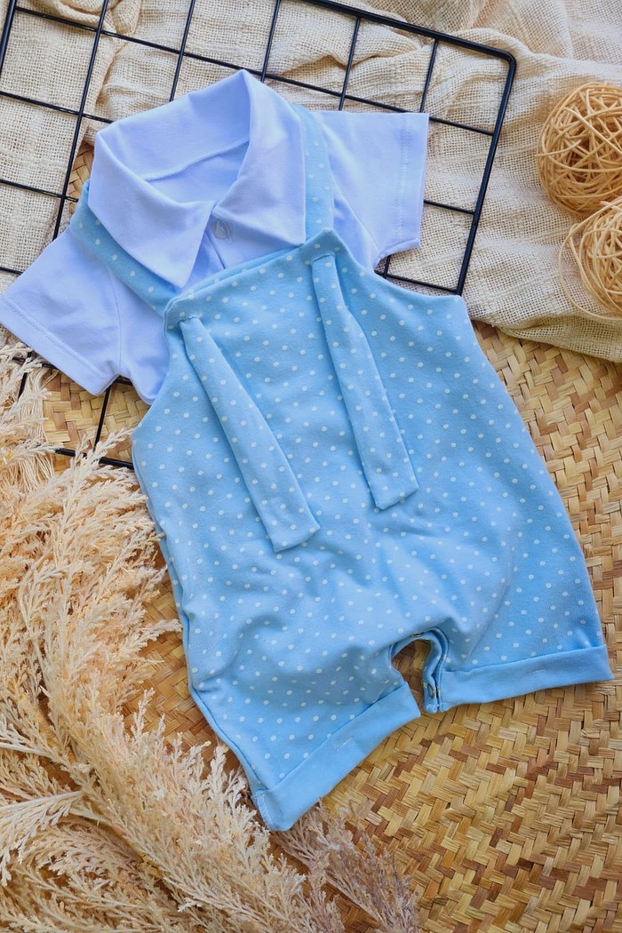 Body Polo MC Branco + Jardineira