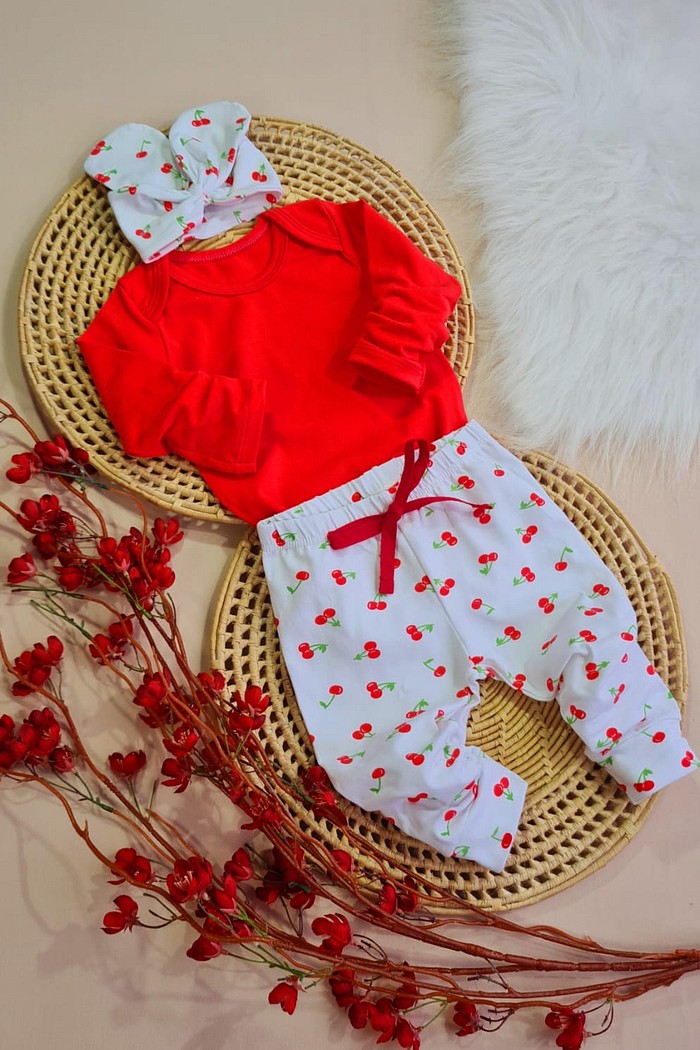 Body ML Coral + Calça + Laço