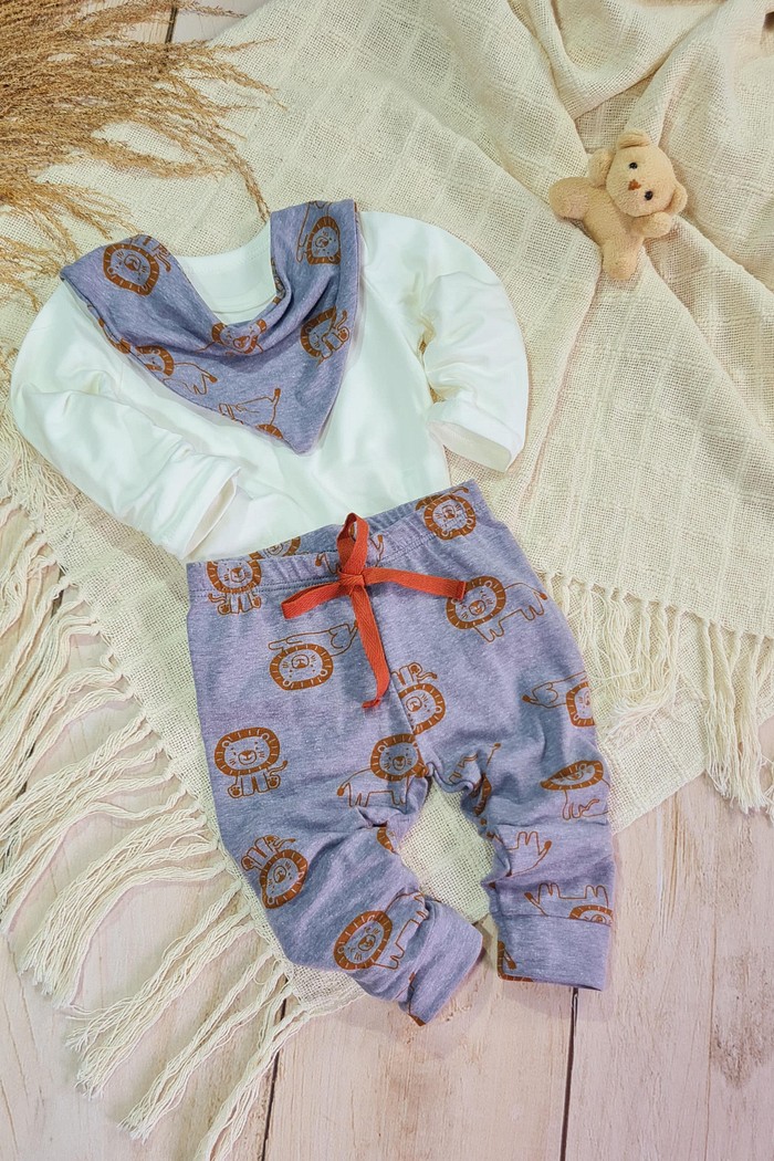 Body ML Off + Calça + Bandana