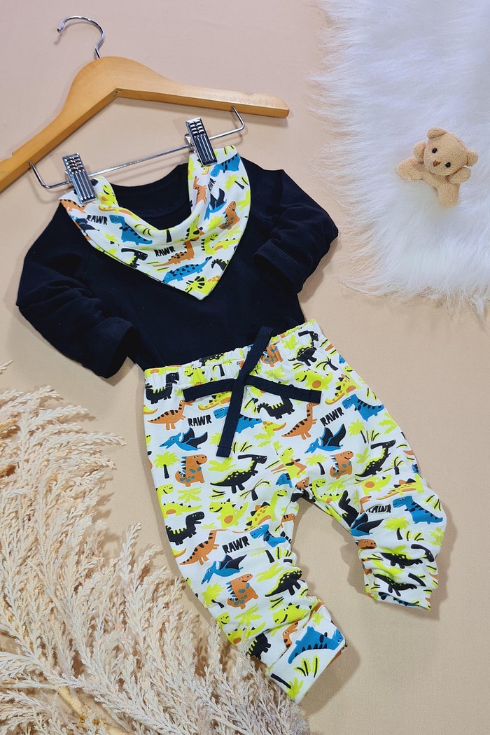 Body ML Preto + Calça + Bandana