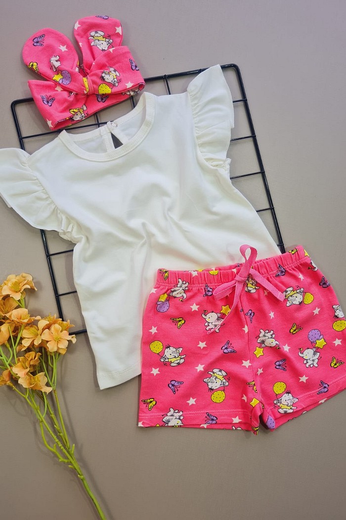 Camiseta Frufru MC Off + Bermuda + Laço