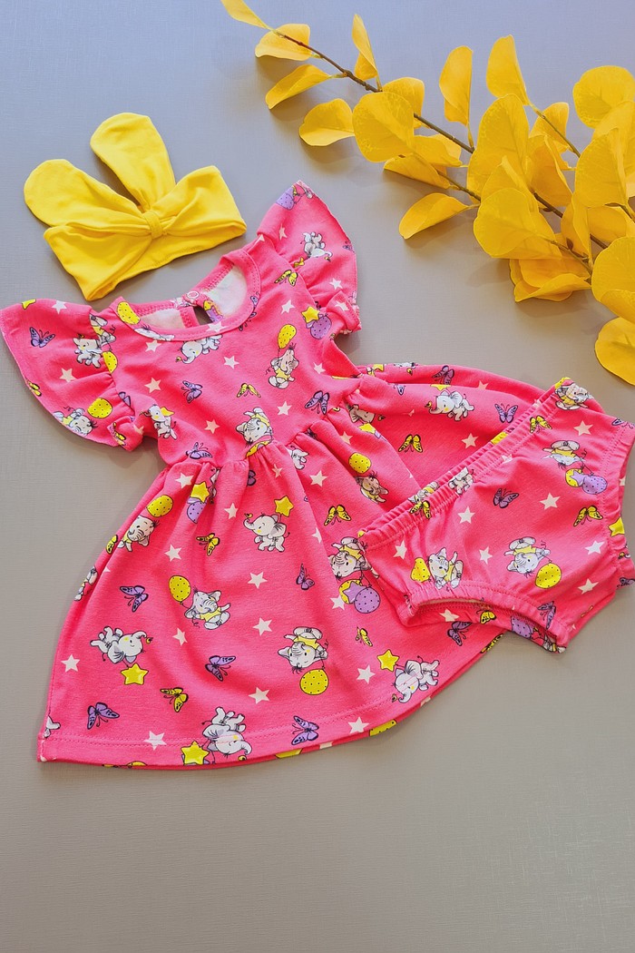 Vestido Armado + Calcinha + Laço Amarelo