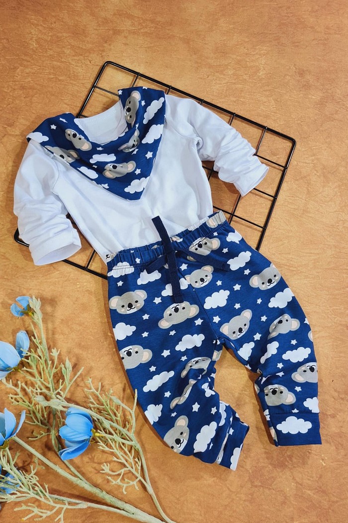 Body ML Branco + Calça + Bandana