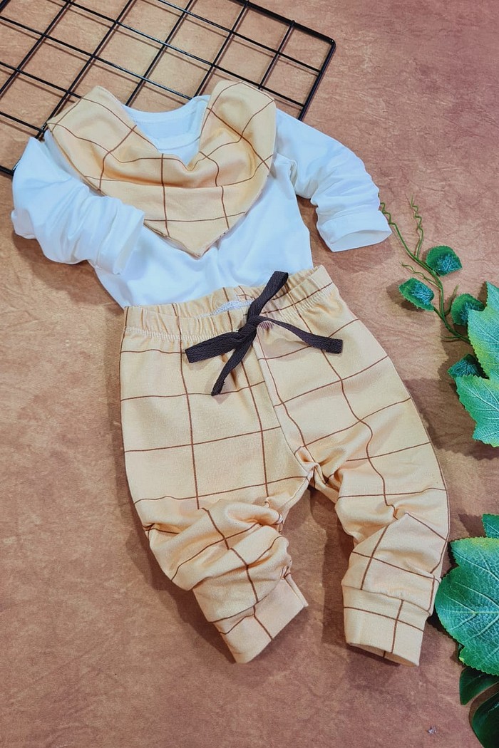 Body ML Off + Calça + Bandana