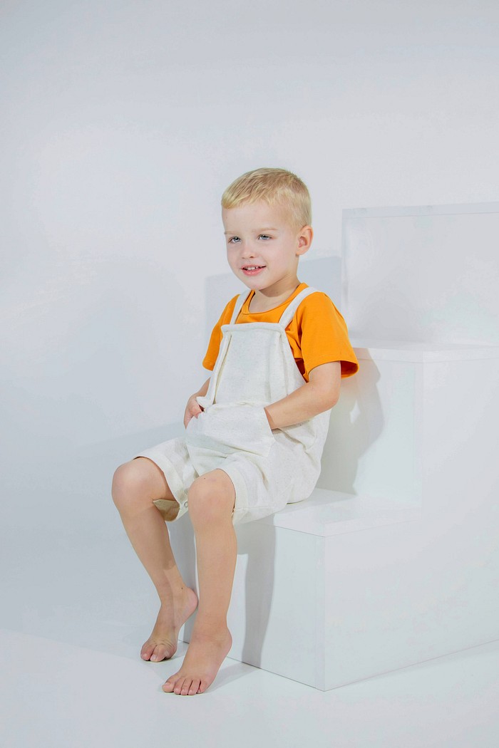 Jardineira Linho Verão + Camiseta MC